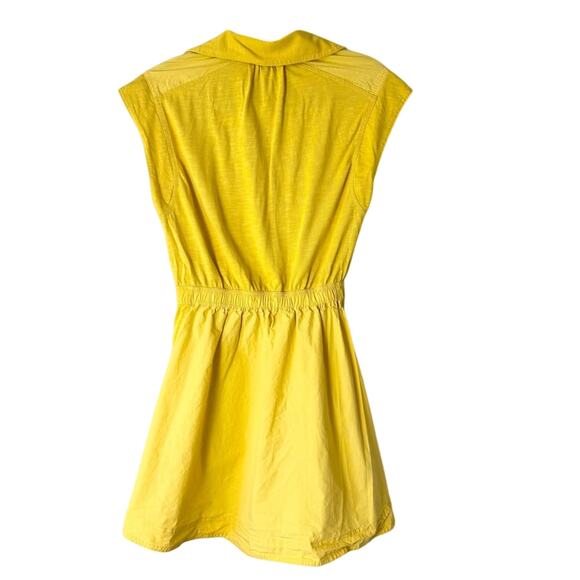 Anthropologie Mustard Yellow Cutout Short Sleeved Cotton Blend Mini Dress Small - Picture 4 of 7